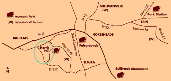 Map to Harris Hill